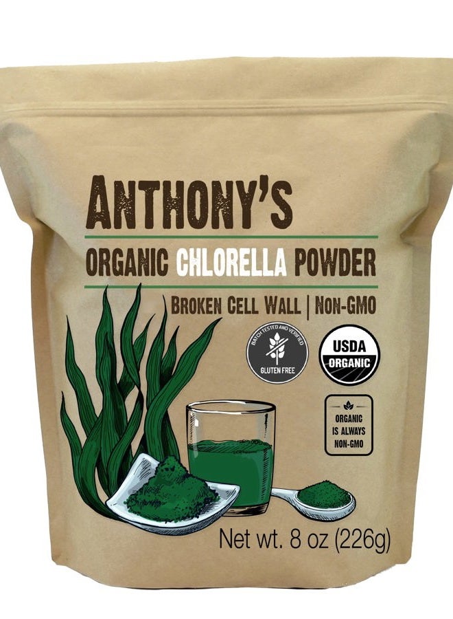 Anthony's Organic Chlorella Powder, 8 oz, Non GMO, Gluten Free, Broken Cell Wall - Image 1
